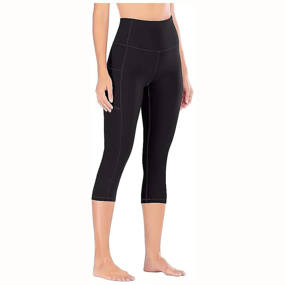 Women's Yoga Pants with Pockets Leggings for Women Capris Black - Picture 2 of 6